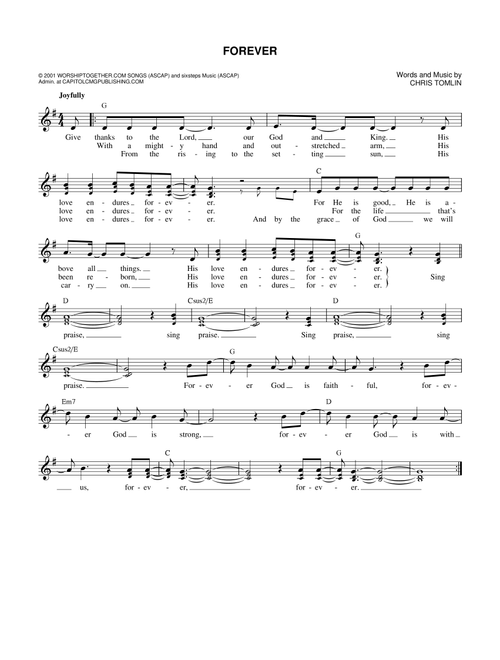 Forever - Chris Tomlin, Rebecca St James (Lead Sheet - Fake Book)