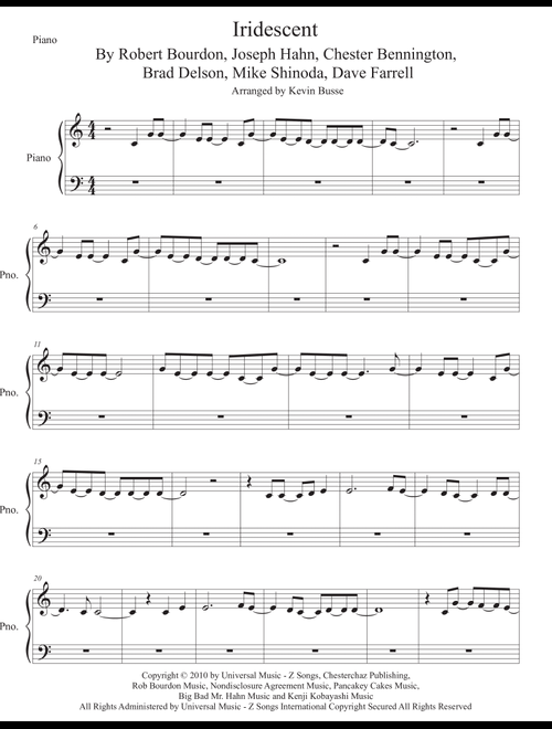 Iridescent (Arr. Kevin Busse) - Linkin Park (Easy Piano)