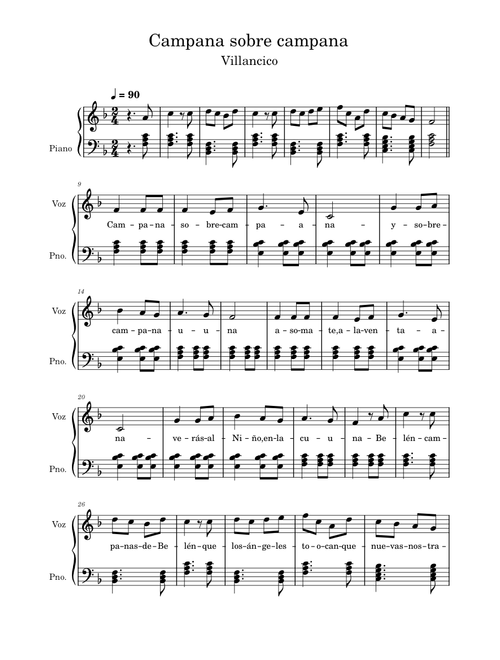 Campana sobre campana – Villancicos Campana sobre campana para voz y piano