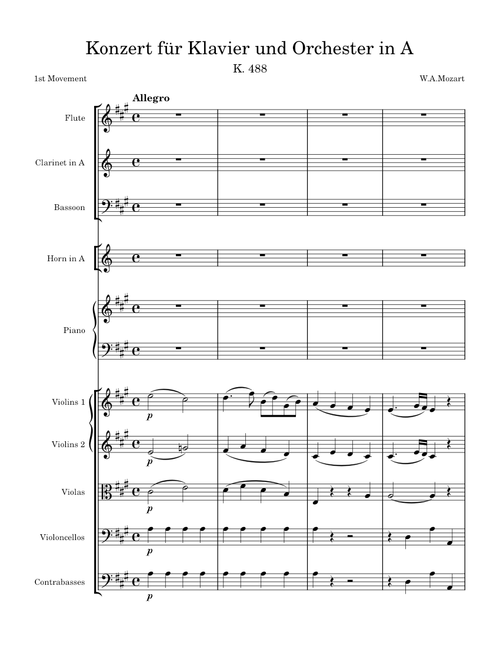 Piano Concerto No. 23 in A Major, K. 488, 1st Movement - W.A.Mozart