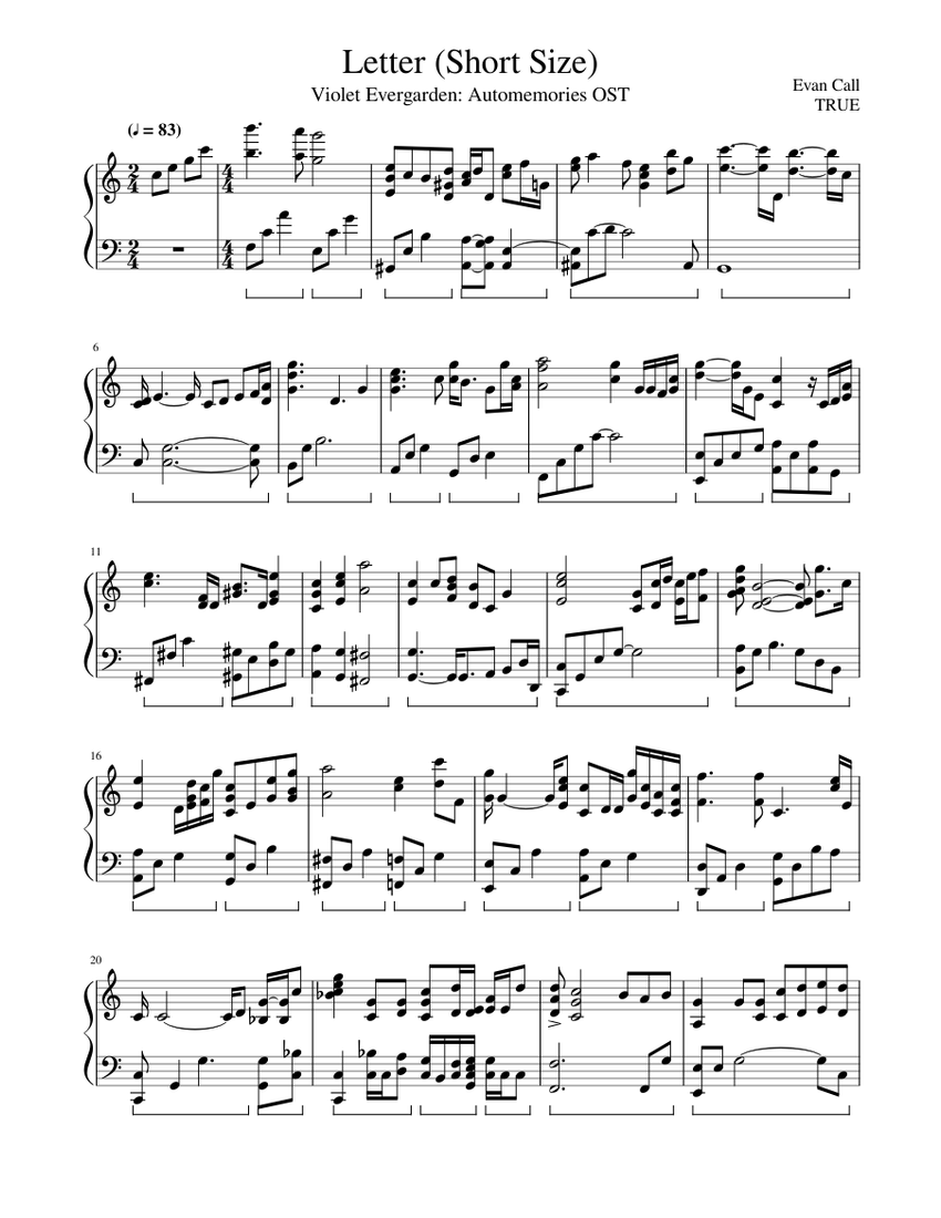 Letter (Short Size) - Violet Evergarden OST (Piano Solo Cover 