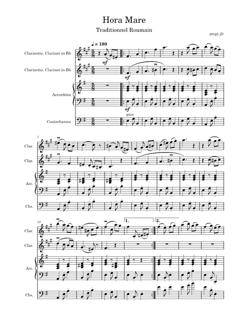 Hora Mare  Balkan music clarinets intermediate – jif26