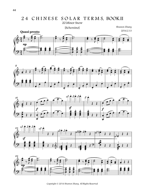 24 Chinese Solar Terms,Bk.2,No.20: Minor Snow - Schuwenn Z. (Piano Solo)