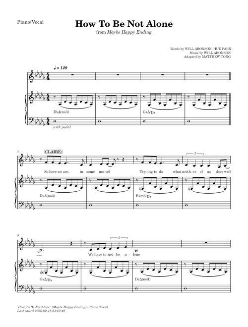 How To Be Not Alone (Maybe Happy Ending) - Piano/Vocal
