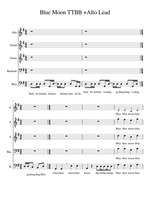 Blue Moon TTBB +Alto Lead