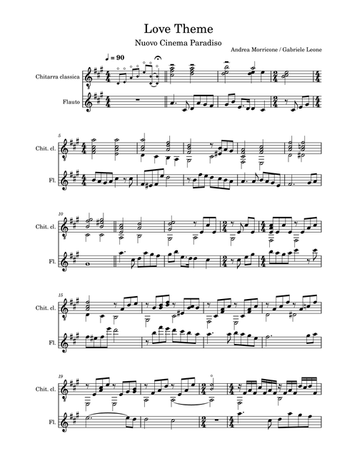 Love Theme (Tema D'amore) (Arr. Gabriele Leone) - Andrea Morricone, Ennio Morricone (Instrumental Duet)