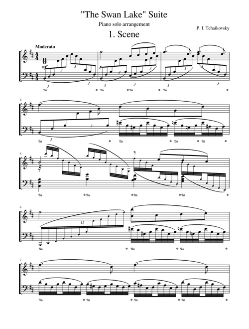 “The Swan Lake” Suite 1. Scene Piano solo arrangement
