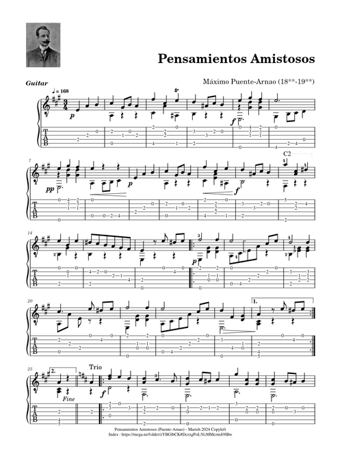 Pensamientos Amistosos - Máximo Puente-Arnao (18**-19**) - Tablature