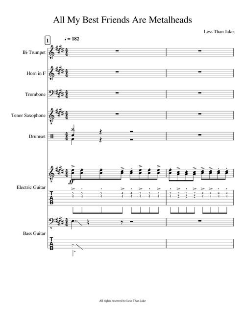 All My Best Friends Are Metalheads - Less than Jake (instrumentals; incomplete)