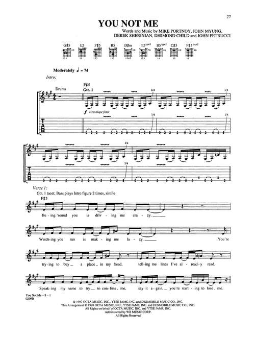 Dream Theater: Falling into Infinity: Authentic Guitar TAB
