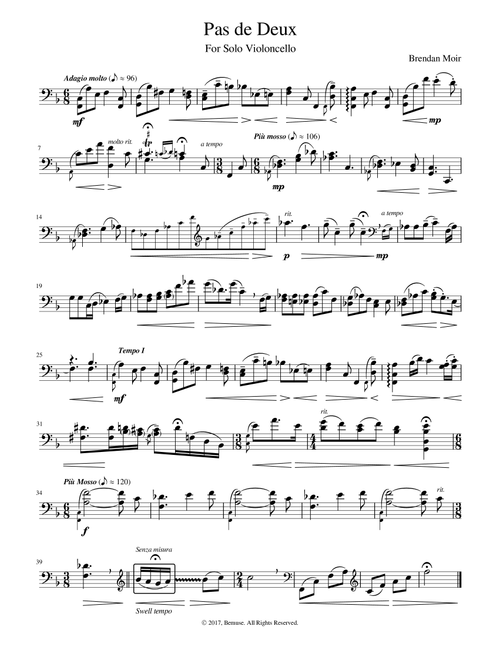 Pas de Deux for Solo Violoncello - Brendan Moir (Cello Solo)