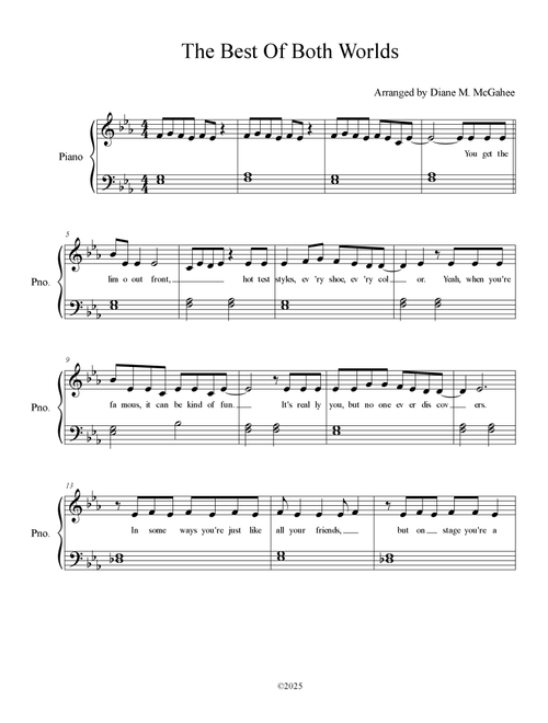 The Best Of Both Worlds (Arr. Arranged by Diane M. McGahee) - Hannah Montana (Easy Piano)