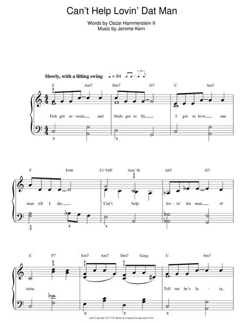 Can't Help Lovin' Dat Man - Jerome Kern (Easy Piano)