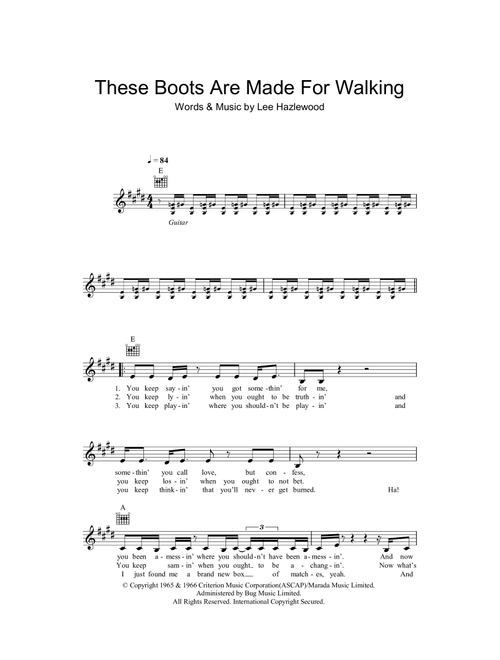These Boots Are Made For Walking - Nancy Sinatra (Lead Sheet - Fake Book)