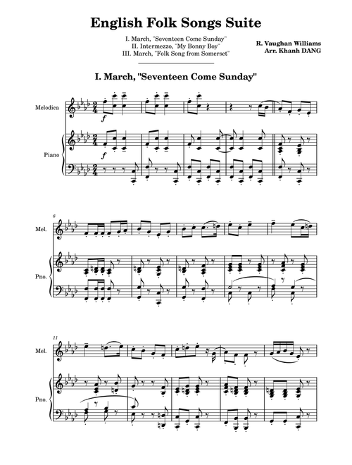 English Folk Songs Suite (Arr. Khanh Dang) - Ralph Vaughan Williams (Instrumental Solo (with Piano Accompaniment))