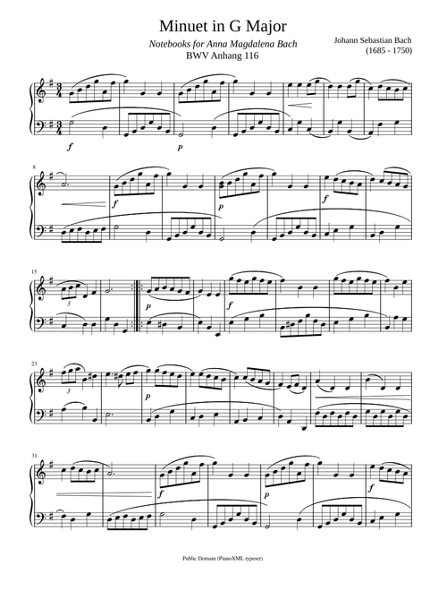 Minuet in G major, BWV Anh. 116 – Johann Sebastian Bach Bach Minuet in G Major BWV Anh. 116  1