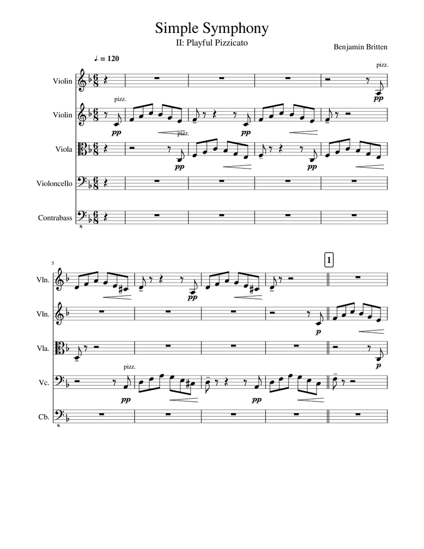 Simple Symphony II. Playful Pizzicato Sheet Music for Contrabass