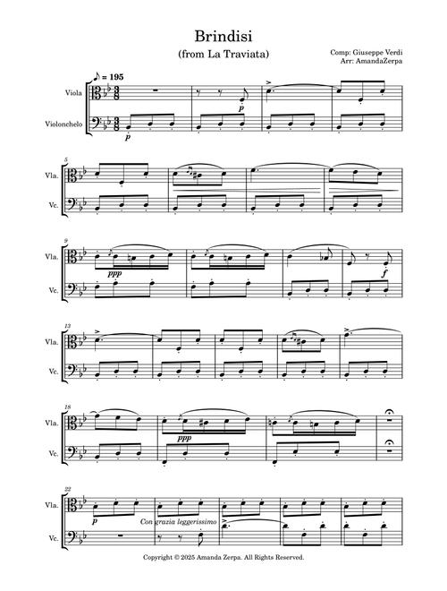 Brindisi (from La Traviata) (Arr. Amanda Zerpa) - Giuseppe Verdi (Instrumental Duet)