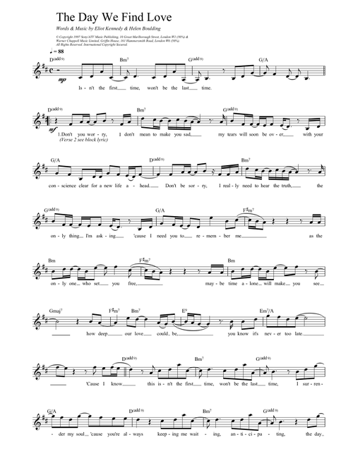 Day We Find Love - 911 (Lead Sheet - Fake Book)