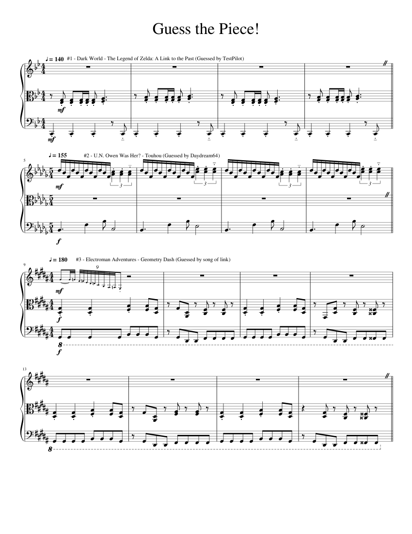 Guess the Song! (Updated 5/21) Sheet music for Piano (Solo) | Musescore.com