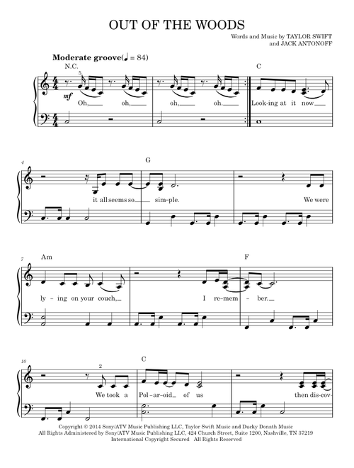 Out of the woods - Taylor Swift (Easy Piano)