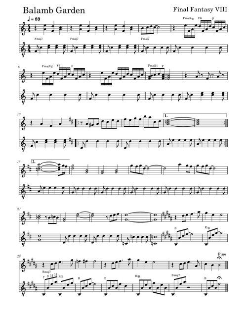 Balamb Garden (Theme) - FFVIII – Nobuo Uematsu Arranged For Guitar Duet