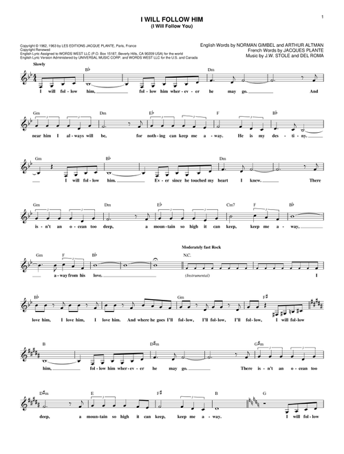 I Will Follow Him (I Will Follow You) - Little Peggy March (Lead Sheet - Fake Book)