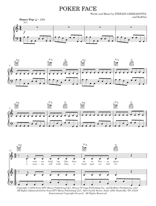 Poker Face - Lady Gaga (Piano-Vocal-Guitar)