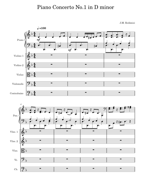 Orquestral, Piano Concerto para piano in d minor – J.M. Redimisi
