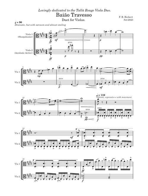 Baião Travesso - Duet for Violas - 2023