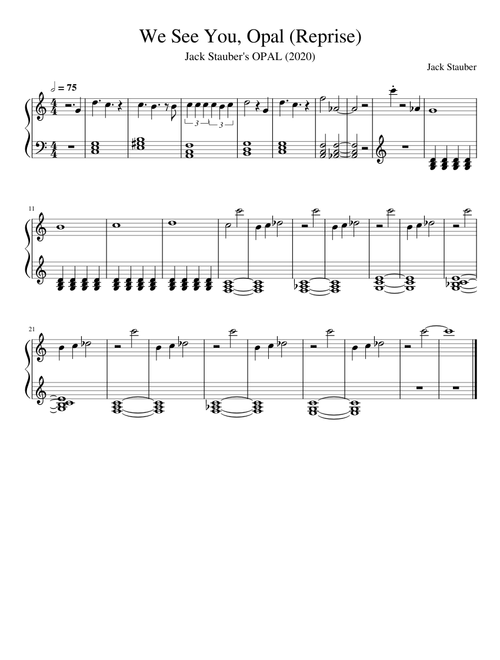 We See You, Opal (Reprise) – Jack Stauber - Piano Solo
