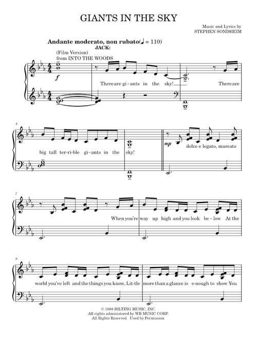Giants in the sky - Stephen Sondheim (Easy Piano)