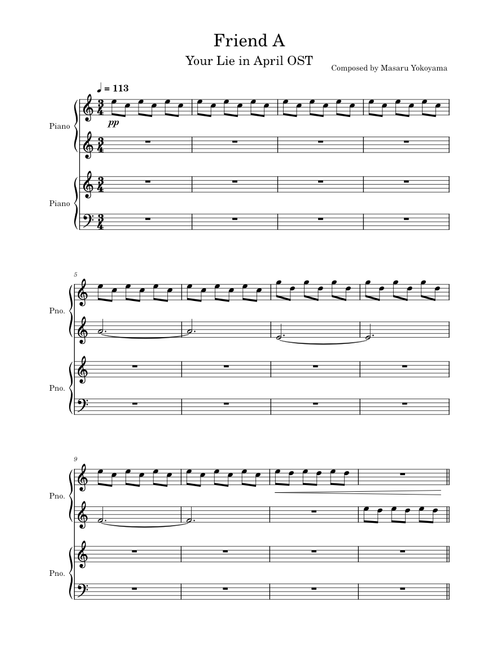 Friend A – Masaru Yokoyama - Your Lie in April OST