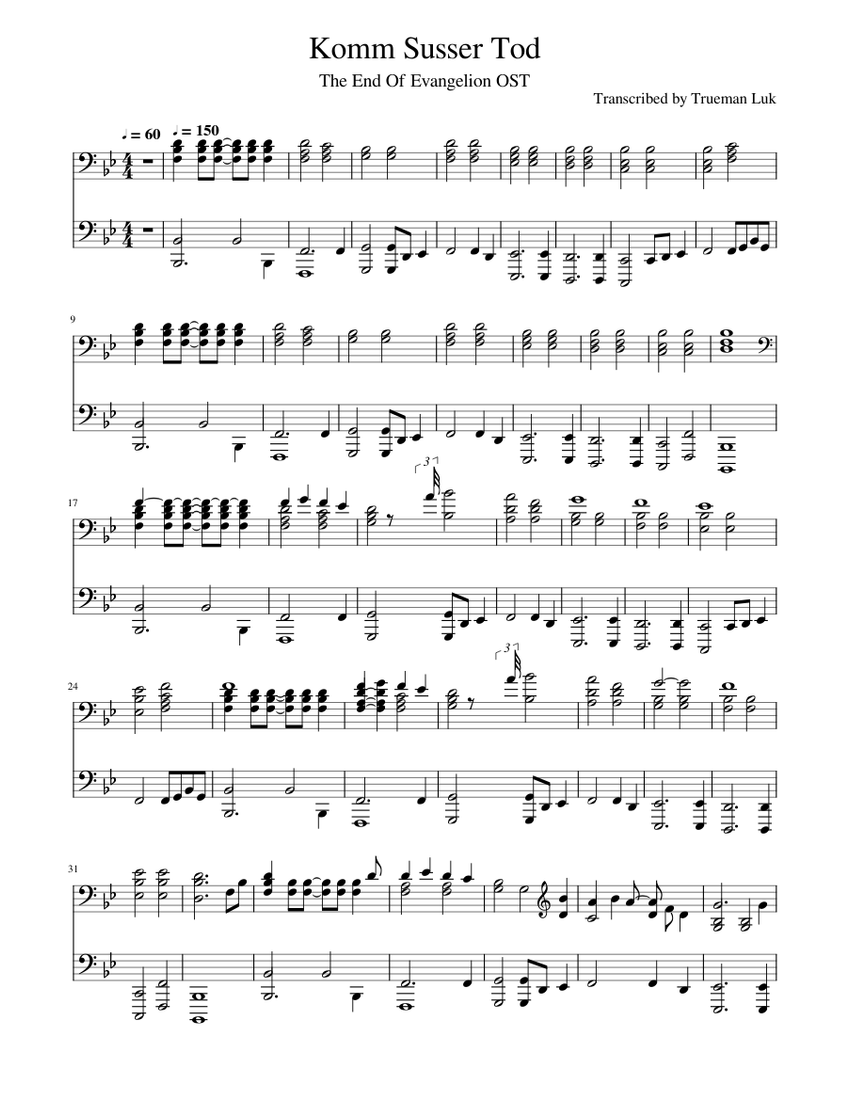 komm susser tod Sheet music for Piano (Solo)