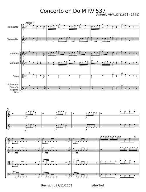 Concerto for 2 Trumpets in C major, RV 537 - Antonio Vivaldi