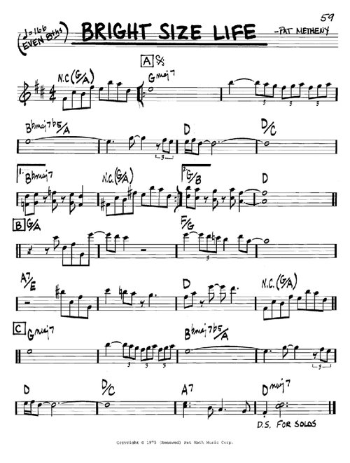 Bright Size Life - Pat Metheny (Real Book - Melody-Chords)