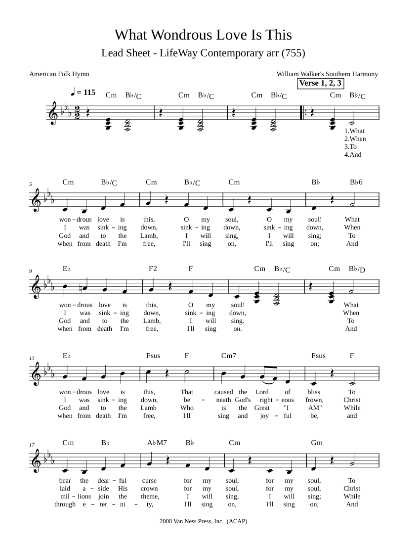 What wondrous love is this southern united states folk hymn sheet