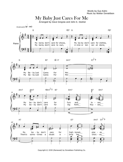 My Baby Just Cares For Me (Arr. Dave Gingras and John E. Dosher) - John Pizzarelli (Piano Vocal)