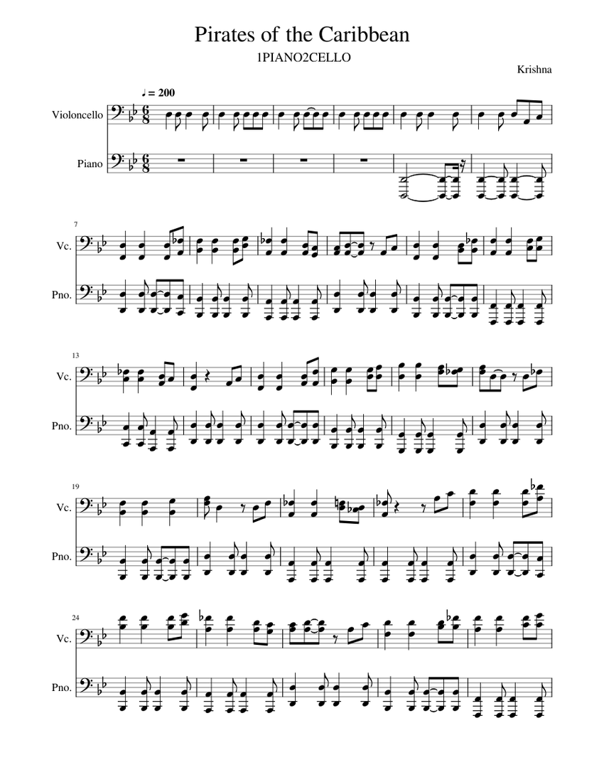 Pirates of the Caribbean Sheet Music for Violin (Solo