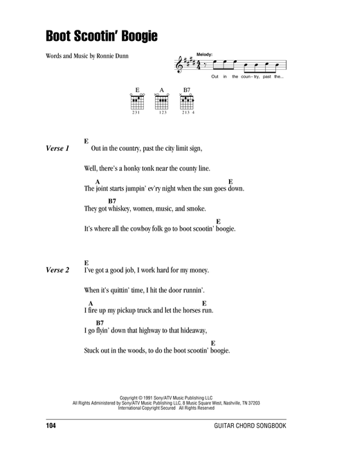 Boot Scootin' Boogie - Brooks & Dunn (Guitar Chords-Lyrics)