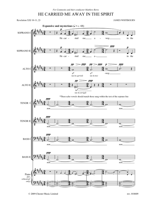He Carried Me Away In The Spirit - James Whitbourn (Choral, SATB)
