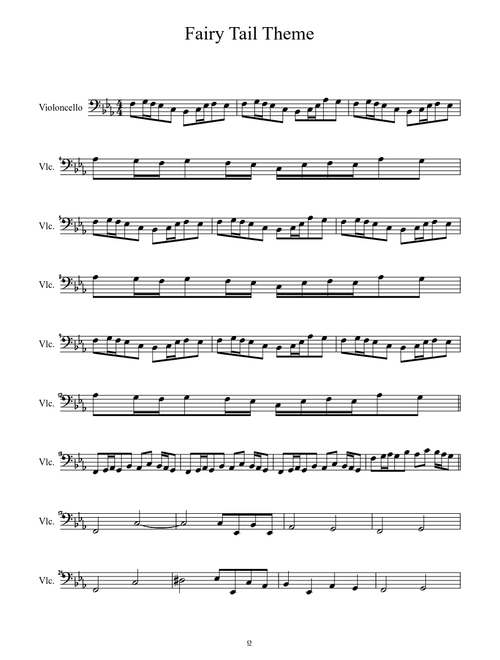 Main Theme/Fairy Tail for Cello