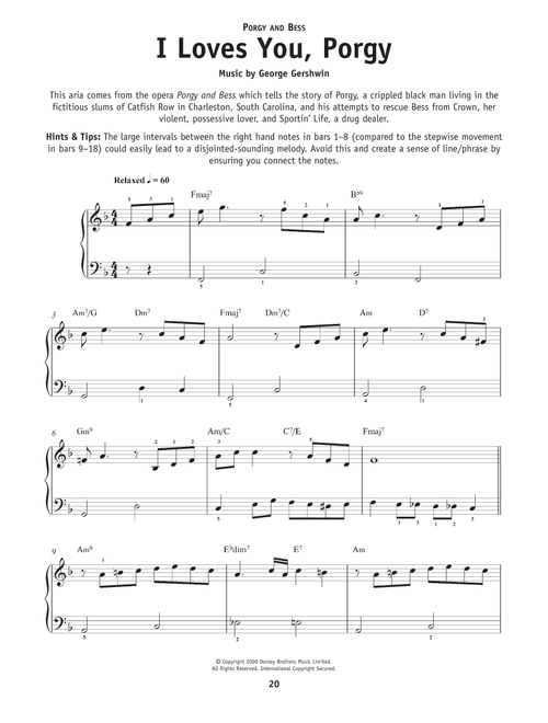 I Loves You, Porgy (from Porgy and Bess) - George Gershwin, Ira Gershwin, DuBose Heyward (Really Easy Piano)