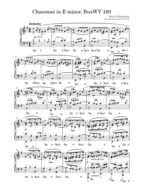 Chaconne in E minor, BuxWV 160 – Dietrich Buxtehude (arr. piano solo, Stradal)