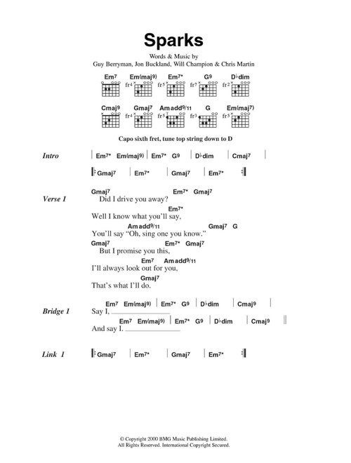 Sparks - Coldplay (Guitar Chords-Lyrics)