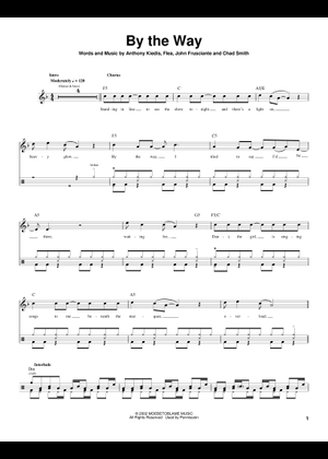 By the way - Red Hot Chili Peppers Sheet Music with Chords for