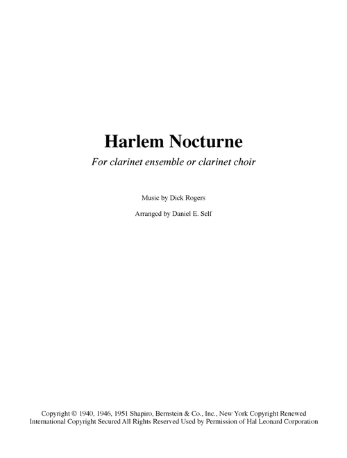 Harlem Nocturne (Arr. Daniel E. Self) - Earle Hagen (Woodwind Ensemble)