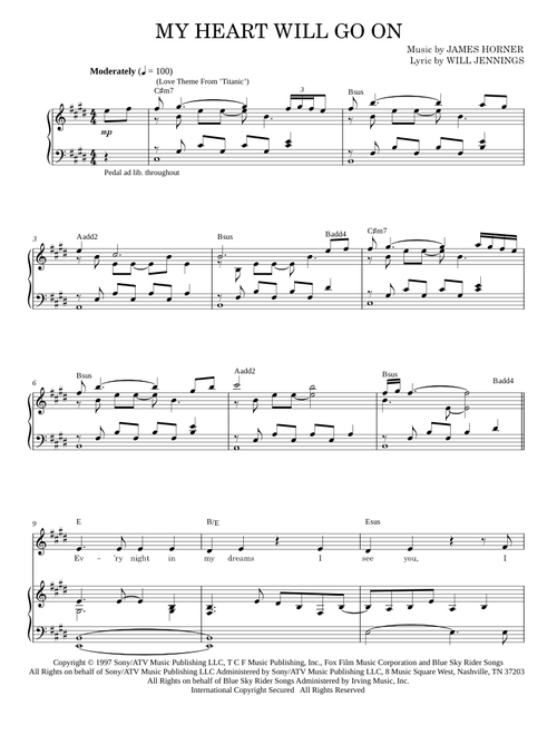My Heart Will Go On (Love Theme from Titanic) - Celine Dion (Piano Vocal)