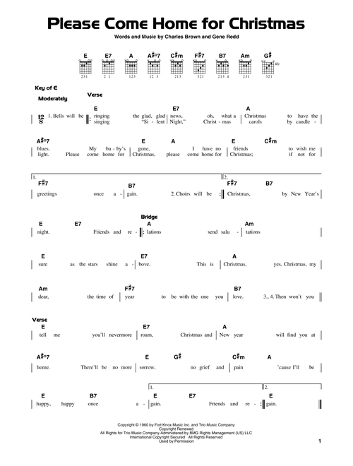 Please Come Home For Christmas - Gene Redd, Charles Brown (Guitar Lead Sheet)