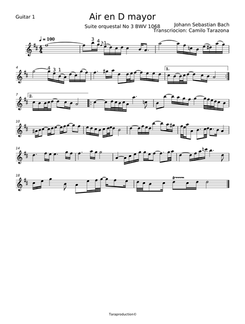 Orchestral Suite No.3 D major (BWV1068) - Johann Sebastian Bach